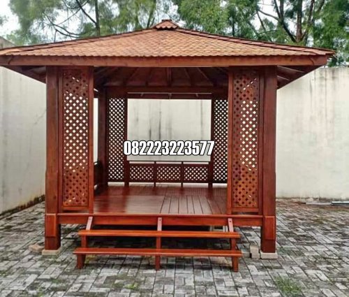 Gazebo 3 Kali 3 Meter Model Minimalis Kayu Kelapa