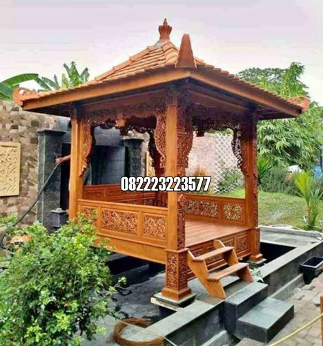 Gazebo Atas Kolam Ikan Untuk Taman Kayu Jati Ukir Jepara