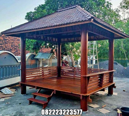 Gazebo Depan Rumah Ukuran 2 Kali 3 Meter Kayu Kelapa Minimalis