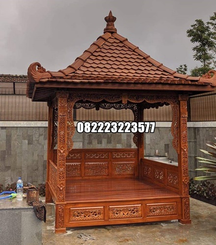 Gazebo Kayu Jati Mewah Ukir Jepara Ukuran 2 kali 2 Meter