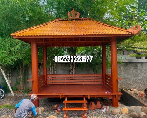 Gazebo Kayu Kelapa Minimalis Ukuran 2 Kali 3 Meter