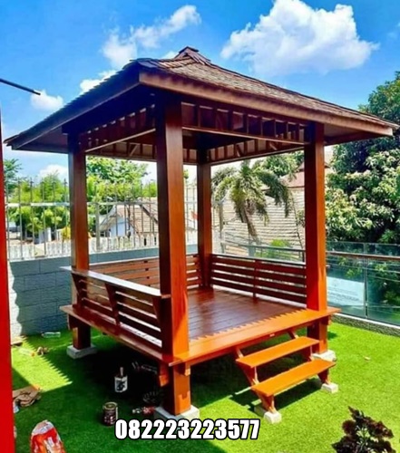 Gazebo Kayu Minimalis Untuk Balkon Rumah Ukuran 2 Kali 2 Meter