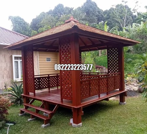 Gazebo Minimalis Kayu Kelapa Ukuran 3 Kali 3