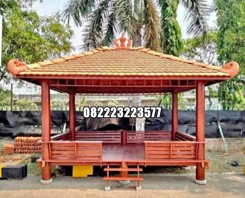 Gazebo Panjang Ukuran 5 Kali 2 Meter Kayu Kelapa