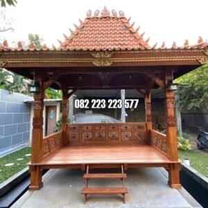 Gazebo Pendopo Model Atap Joglo Ukuran 3 x 3 Meter Kayu Jati