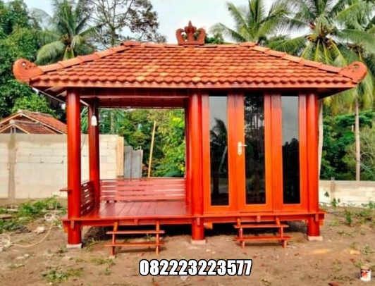 Gazebo Rumah Minimalis Ukuran 6 Kali 2 Meter Kayu Kelapa Glugu
