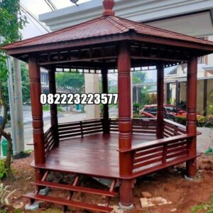 Gazebo Segi Enam Minimalis Modern Untuk Taman Ukuran 3 Meter