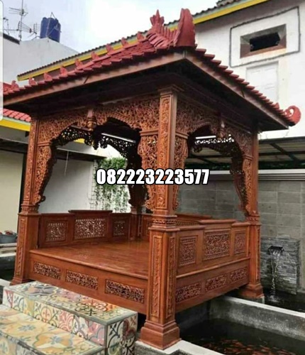 Gazebo Taman Dan Kolam Kayu Jati Ukir Jepara Ukuran 2 Kali 2 Meter