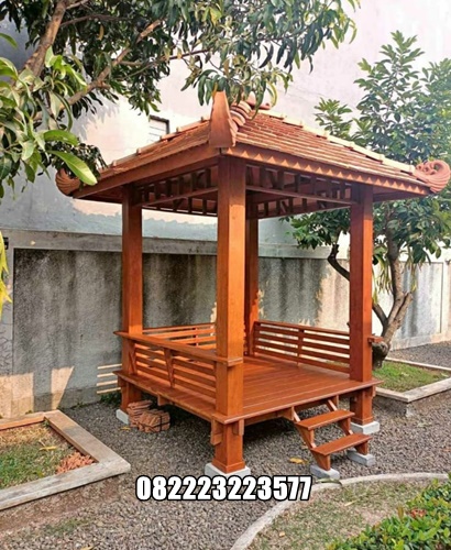 Model Gazebo Terbaru Kayu Jati Ukuran 2 kali 2 Meter Minimalis Modern