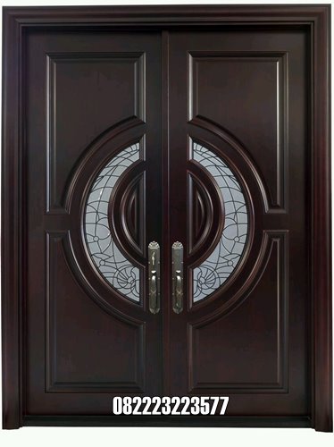 Model Pintu Kayu Jati Motif Kaca Tengah Minimalis