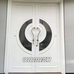Pintu Kayu Jati Mewah Warna Putih Model Minimalis