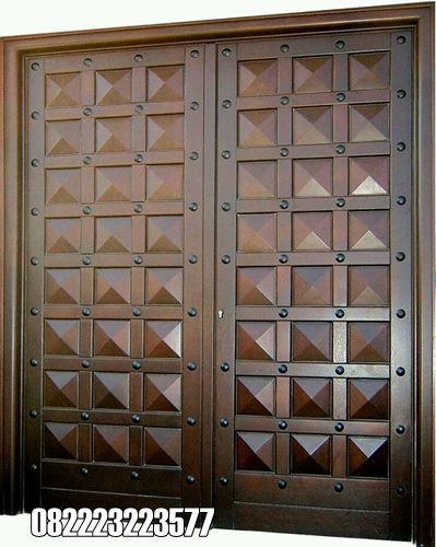 Pintu Piramida Kayu Jati Kupu Tarung Minimalis Terbaru