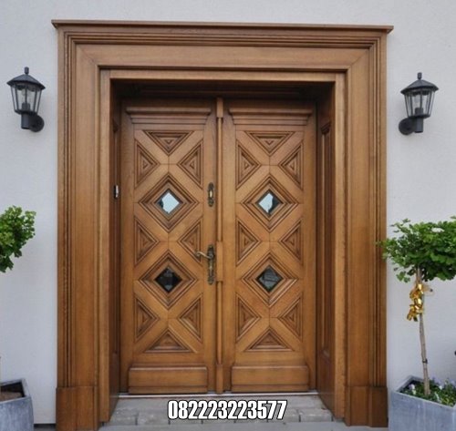 Pintu Rumah Kayu Jati Kupu Tarung Solid Model Mewah