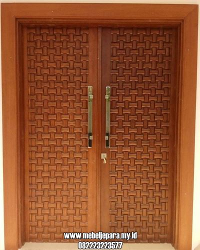 Pintu Rumah Minimalis Motif Anyaman Tikar Kayu Jati