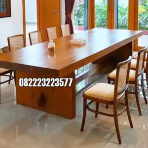 Meja Rapat Jati Solid 10 Kursi Meeting Minimalis