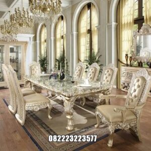 Meja Makan Klasik Ukir Jepara Mewah Cat Duco