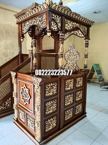 Mimbar Masjid Mewah Kayu Jati Ukir Jepara