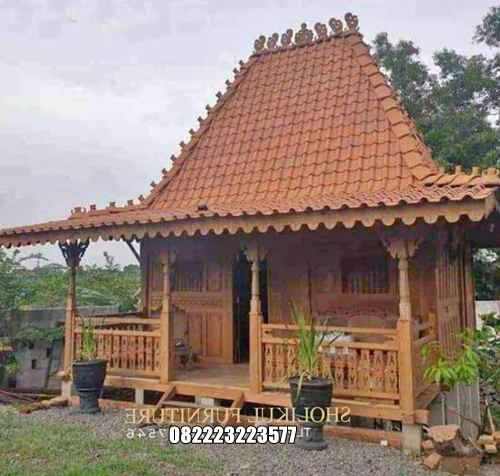 Rumah Joglo Kecil Kayu Jati Ukir Jepara Ukuran 6 x 8 Meter