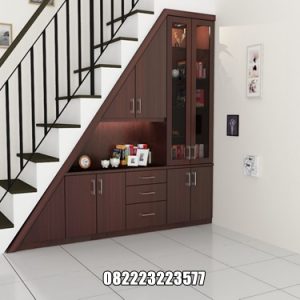 Rak Lemari Dibawah Tangga Kayu Jati